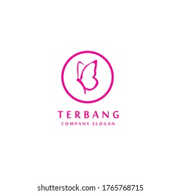 Beauty Flying Butterfly Logo with simple minimalist style