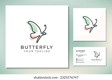 Beauty Flying Butterfly Logo, simple minimalist line art monoline style