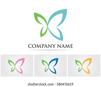 Beauty Flying Butterfly Logo with simple minimalist 
