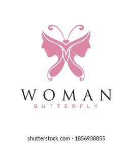 Beauty Flying Butterfly Woman Silhouette Logo Stock Vector (Royalty ...