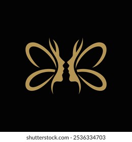 Beauty Flying Butterfly Woman Silhouette logo design inspiration