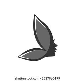 Beauty Flying Butterfly Woman Silhouette for Healthy Life Wellnes logo design inspiration