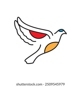 beauty flying dove line art color logo design vector