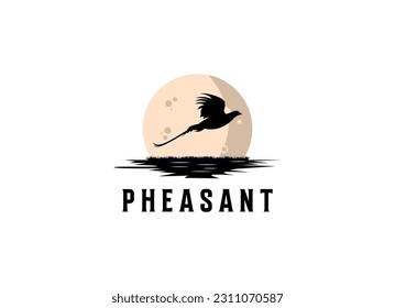 Beauty Flying Pheasant Bird. Pheasant logo design template. Pheasant hunt logo svg