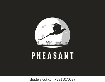 Beauty Flying Pheasant Bird. Pheasant logo design template. Pheasant hunt logo svg