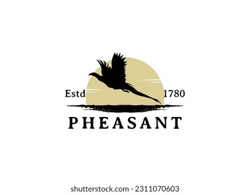 Beauty Flying Pheasant Bird. Pheasant logo design template. Pheasant hunt logo