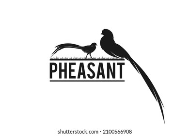 Beauty Flying Pheasant Silhouette Logo design