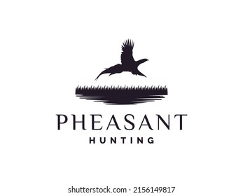 Beauty Flying Pheasant Silhouette Logo design. Usable for Business and Branding Logos. Flat Vector Logo Design Template.