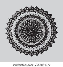 a beauty full flat white background black mandala