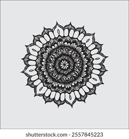 a beauty full flat white background black mandala