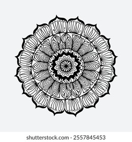 a beauty full flat white background black mandala