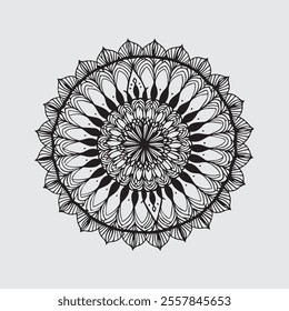 a beauty full flat white background black mandala