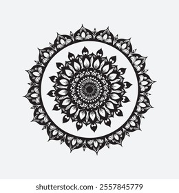 a beauty full flat white background black mandala