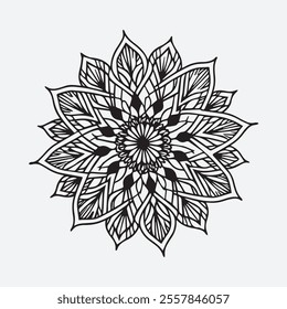 a beauty full flat white background black mandala