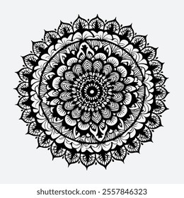 a beauty full flat white background black mandala