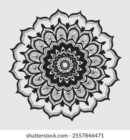 a beauty full flat white background black mandala