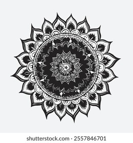 a beauty full flat white background black mandala