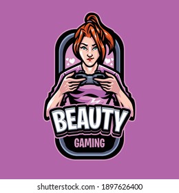 beauty Gaming Mascot Logo Template