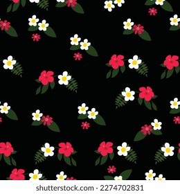 Beauty of garden flowers on black background.Vector illustration.