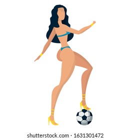 beauty garota brazilian dancer with soccer balloon vector illustration design