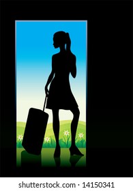 Beauty girl with baggage