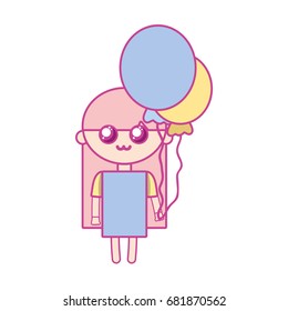beauty girl with balloons and hairstyle design