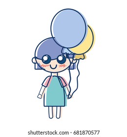 beauty girl with balloons and hairstyle design