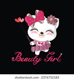 Beauty girl cat t shirt design, cat tees design, cute cat tees design, cat lover t shirt design.