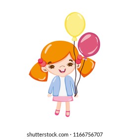 beauty girl child with hairstyle and balloons
