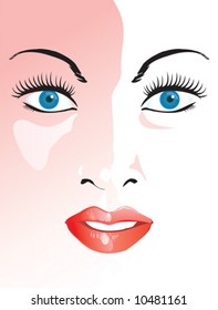 beauty girl closeup face illustration vector file