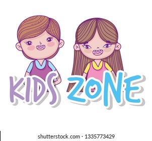 beauty girl and cute boy playing