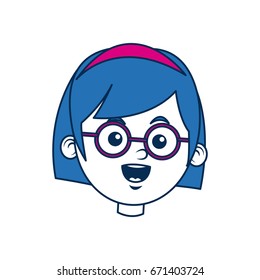 beauty girl face avatar wear glasses and blue hair