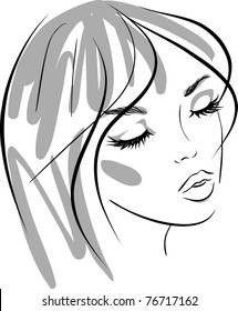 beauty girl face. design elements. Vector Illustration