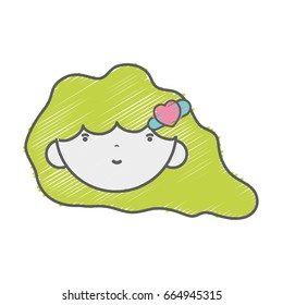 beauty girl face with hairstyle to kawaii avatar