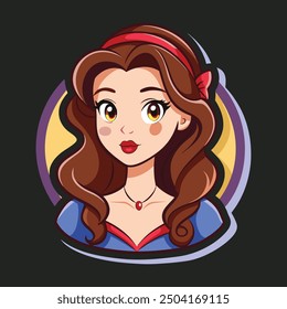 beauty girl face sticker vector illustration design 