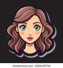 beauty girl face sticker vector illustration design 