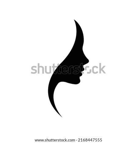 Beauty girl face vector silhouette.