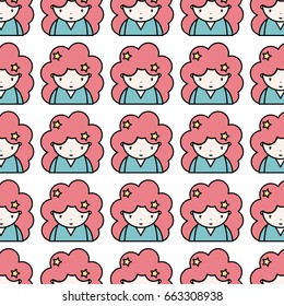beauty girl with hairstyle to kawaii avatar background