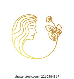 beauty girl head logo template. natural spa sign and symbol. - Shutterstock ID 2260584969