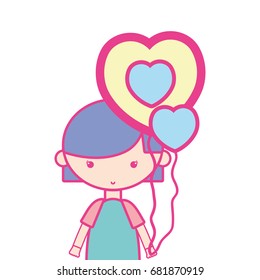 beauty girl with heart balloons and hairstyle design