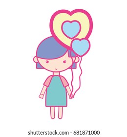 beauty girl with heart balloons and hairstyle design