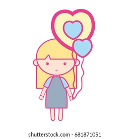 beauty girl with heart balloons and hairstyle design