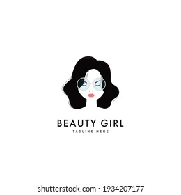 Beauty Girl Logo Symbol Design Template Flat Style Vector