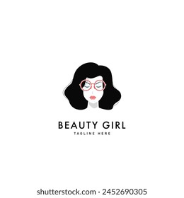 Beauty Girl Logo Symbol Design Template Flat Style Vector