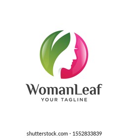 beauty girl logo. woman leaf logo salon.