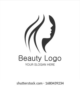 Blootipo de chica de belleza. Un elegante logo para negocios relacionados con la belleza, la moda y el peinado. Todos los elementos son completamente vectoriales, belleza Idea logo diseño inspiración