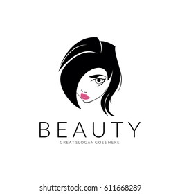 Beauty girl logotype. An elegant logo for beauty, fashion and hairstyle related business.