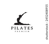Beauty girl Pilates silhouette gym logo design