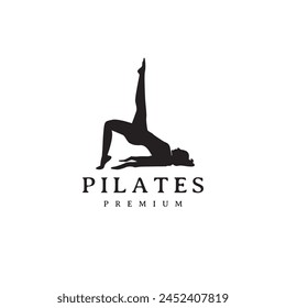 Diseño de logotipo de gimnasio de silueta de Pilates de niña de belleza 2