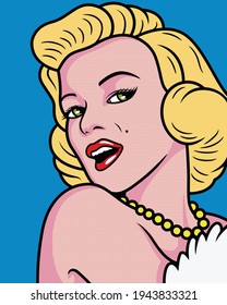 Beauty Girl with Red Lips Cartoon. Girl Facial Expression Vector Icon Illustration, Isolated on Premium Vector.